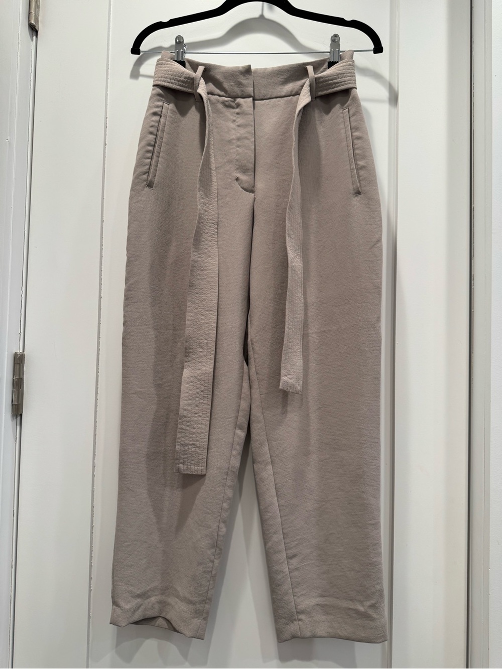 Aritzia Wilfred Taupe Belted High Waisted Trousers
